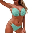 thumbnail image 1 of Conjunto de Bikini de Cintura Alta para Mujeres Traje de Baño de Dos Piezas de Vendaje sin Espalda Sólido con Sujetadores Acolchados Extraíbles, Estilo de Corte Alto para Vacaciones en la Piscina de, 1 of 6