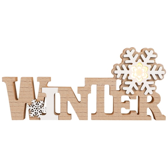 Christmas Wooden Snowflake Sign, LED Snowflake Tabletop Decoration