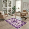 thumbnail image 2 of ODIKA 4'x6' Ultra-Soft Area Rug, Purple Flower Fuzzy Circle Symmetrical Petal Classroom Round None Washable, Bare feet friendly, Silk-Touch for Bedroom Home office, 2 of 7