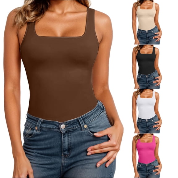 Women's Seamless Square Neck Compression Tank Top Shirt for Shapewear and Workout 3xl Tops Women XXXL