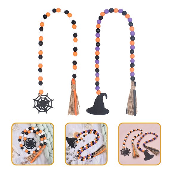 KAKOWELY Mantel Garland 2Pcs Tassel Shape Wooden Beads for Home Decoration