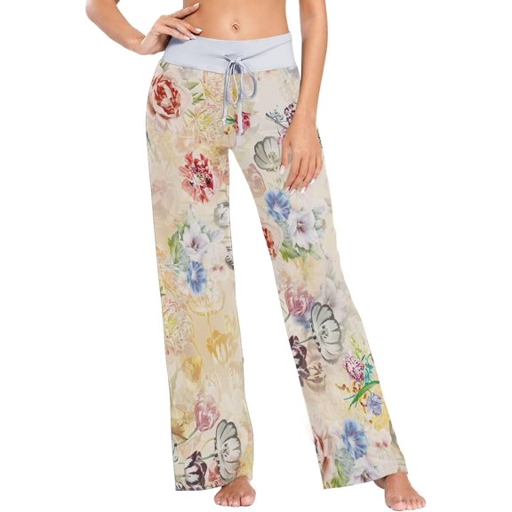 GZHJMY Women's Pajama Pants Colorful Flowers Comfy Stretch Sleepwear Essentials womens Lightweight Lounge Terry Pajama Pant, X-Large