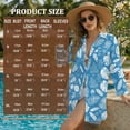 thumbnail image 7 of Xoenoiee Blue Plumeria Flower Palm Leaves Print Women's Swimsuit Cover Up Easter Long Sleeve Beachwear Bikini Coverups Button Down Oversized Cover Up Shirt Plus Size, Size S, 7 of 7