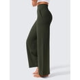 thumbnail image 3 of Pantalones de yoga CRZ YOGA Butterlift, cintura alta, pierna ancha, color oliva, talla M, 3 of 5