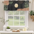 thumbnail image 2 of Boho Black Curtain Valances for Windows, Kitchen Valance Window Treatments Panel 2 Pack, Brown Modern Stripes Moon Abstract Leaf Rod Pocket Short Curtains for Bathroom Bedroom 42 x 18 Inch, 2 of 8