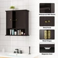 thumbnail image 3 of Semiocthome Bathroom Medicine Cabinet Wood 2 Doors Wall Cabinet over the Toilet Storage in Brown, 3 of 8