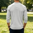 thumbnail image 3 of Dweltoz Men's Henley Shirts Long Sleeve 3 Button Casual Basic Solid Pullover Shirt Soft Comfortable Lightweight Classic Tee Tops,Light Gray L, 3 of 5