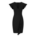 thumbnail image 1 of Summer Dress for Women Sexy Womens Summer Fashion Deep V-Neck Ruffle Sleeves Splicing Sexy Pencil Dress Summer Dress for Women with Sleeves Summer Dress with Sleeves for Women, 1 of 4