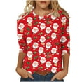 thumbnail image 1 of Blouses pour Femmes Mode Décontractée Imprimée Col Rond Manches 3/4 T-Shirt Blouse à la Mode Hauts Décontractés Anniversaire Rendez-Vous Fête Maison Vacances, 1 of 5