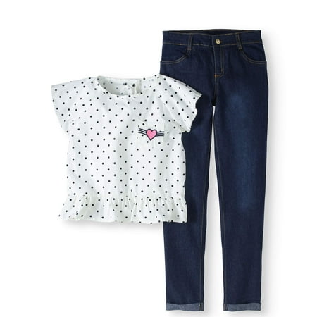 Kensie Girls' Ruffle Poplin Top And Stre