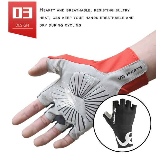 Cycling Mitten Half-finger Shock Padded Glove Anti Slip Riding Fingerless mitten resuable Portable Riding Fingerless Shockproof Bike Gloves, Black, L