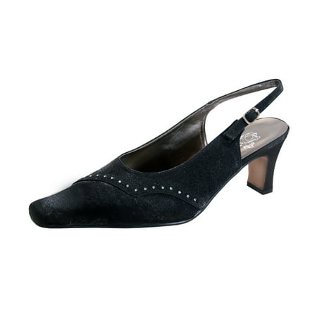 

FLORAL Rene Women s Wide Width Dress Slingback Pumps BLACK 5