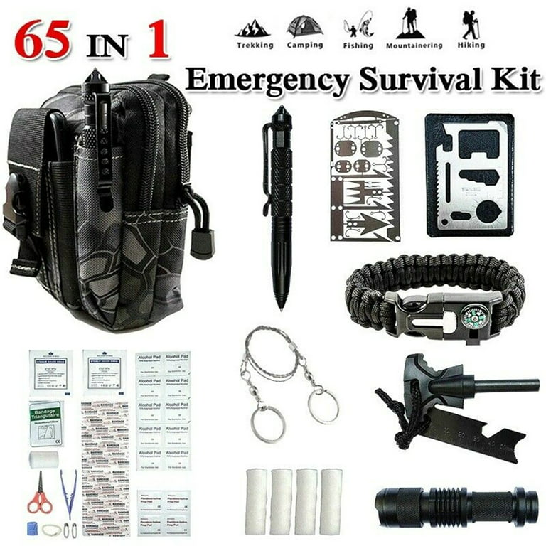 Tactical Survival Axe Hatchet w/ Survival Gear Kit 65 in 1