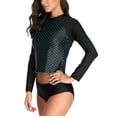 thumbnail image 5 of Women's Long Sleeve Sun Protection Top Polka Dot Hem Curled Splicing Swimsuit Top UPF 50+, 5 of 7