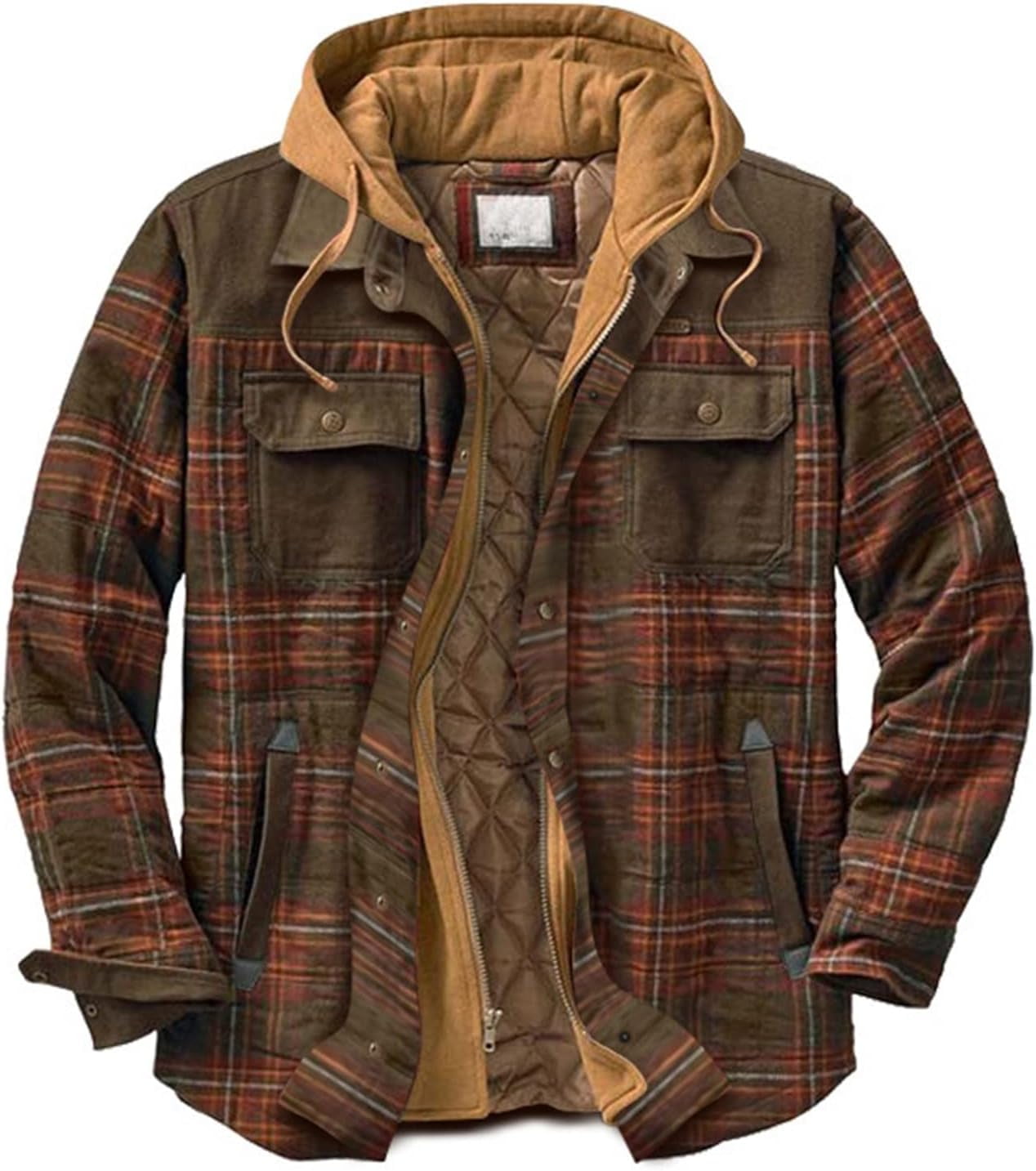 Veste Caban Matelassée Vintage Northwest Blue - Homme Taille L, Bleu à Carreaux Flanelle