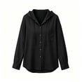 thumbnail image 5 of Textilo Womens Cotton Linen Hoodies Long Sleeve Button Down Hooded Shirts with Pocket Sun Protection Blouse Summer Beach Vacation Casual 2026 Lightweight Tops,Black S, 5 of 5