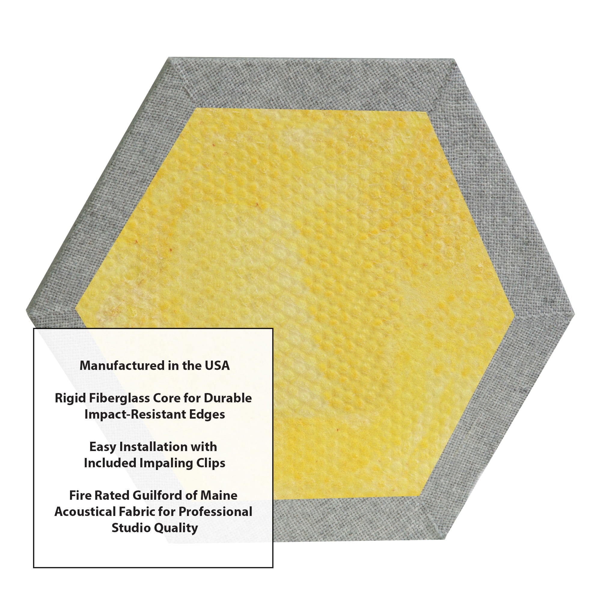 ATS Acoustics Hexagon Fire Rated Sound Absorbing Acoustic Panel 12" x 1" (Blue Smoke)