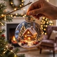 thumbnail image 6 of Clear Acrylic Christmas Snow Globe Ornament, 2D House Scene Ball Pendant for Holiday Tree Decor., 6 of 7