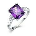 thumbnail image 3 of Women's 5.25Ct Emerald Cut Created Amethyst CZ 925 Sterling Silver Solitaire Engagement Ring, 3 of 4