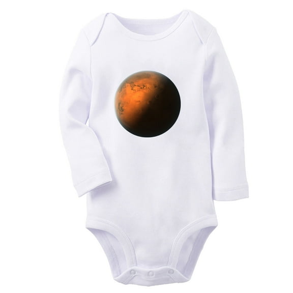 Babies Nature Pattern Mars planet Rompers, Newborn Baby Unisex Bodysuits, Infant Jumpsuits, Toddler 0-12 Months Kids Long Sleeves Oufits (White, 6-12 Months)
