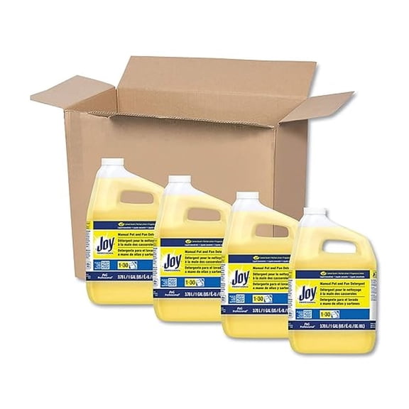 Dishwashing Liquid Soap by Joy Professional, Bulk Degreaser Removes Greasy Foods from Pots, Pans and Dishes in Restaurant Kitchens, Lemon Scent, 1 gal. (Case of 4)