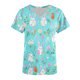thumbnail image 4 of Puntoco Liquidación de blusas cortas para mujer Blusas estampadas para mujer Blusa de trabajo con cuello en V y manga corta con doble bolsillo, 4 of 4