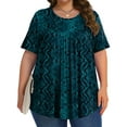 thumbnail image 4 of Fantaslook Womens Plus Size Tops Tunic Short Sleeve Shirts Floral Blouses Loose Summer Tops, 4 of 9