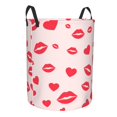 thumbnail image 2 of TEQUAN Waterproof Laundry Hampers, Valentines Day Lips Hearts Pattern Clothes Storage Basket with Handle (S), 2 of 7