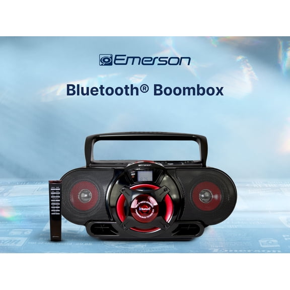 Emerson EPB-3002 Portable Bluetooth, MP3/CD AM/FM Stereo Radio Cassette Player/Recorder with Subwoofer and USB Input Boombox, Black