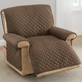 thumbnail image 2 of Collections Etc. Reversible Quilted Jumbo Recliner Cover, Spill-Resistant with Ties - Covers Seat Bottom, Seat Back and 2 Seat Arms (Jumbo Recliner, Chocolate/Tan), 2 of 10