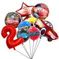 thumbnail image 4 of 9 piezas de globos de aluminio con temática de Rayo McQueen de Disney Cars, decoración para fiestas de cumpleaños de niños y niñas de 1, 2, 3, 4, 5, 6, 7 y 8 años, juguetes para niños, globos, suminis, 4 of 5