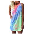 thumbnail image 2 of Dyfzdhu Summer Dresses for Women Casual Tie Dye Round Neck Sleeveless T Shirt Dress Beach Tank Mini Dress Blue, 2 of 7