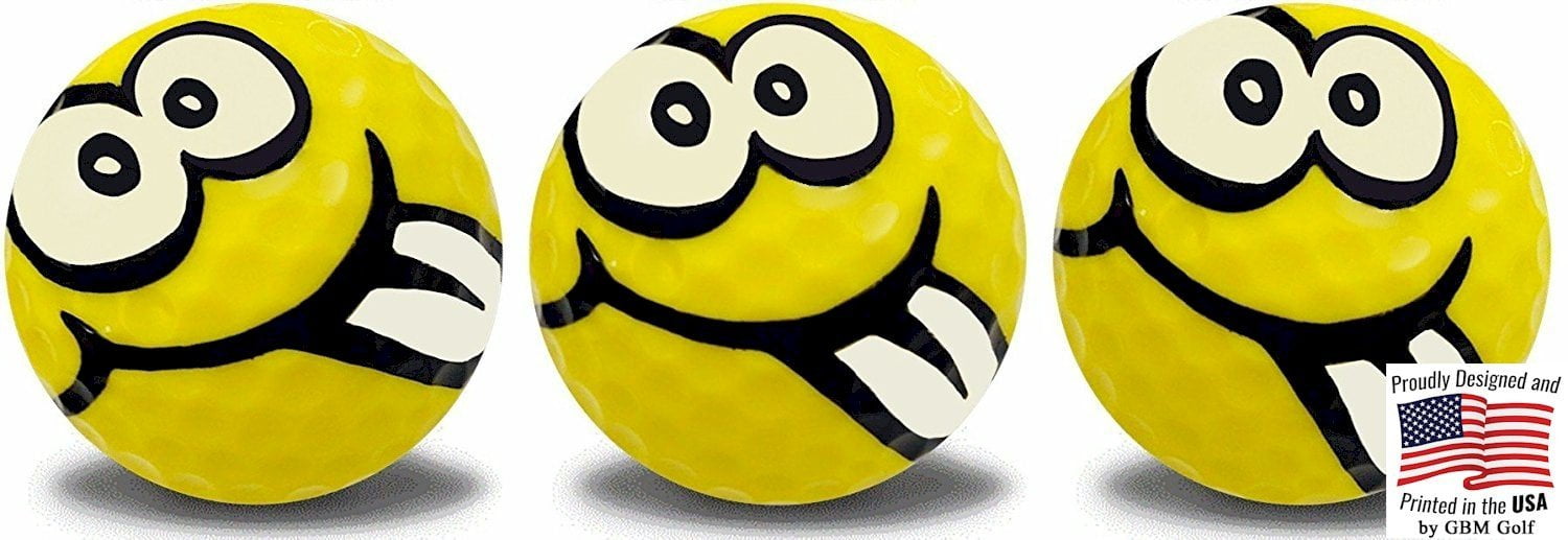 Smiley Goofy Golf Balls 3 Pack by GBM Golf