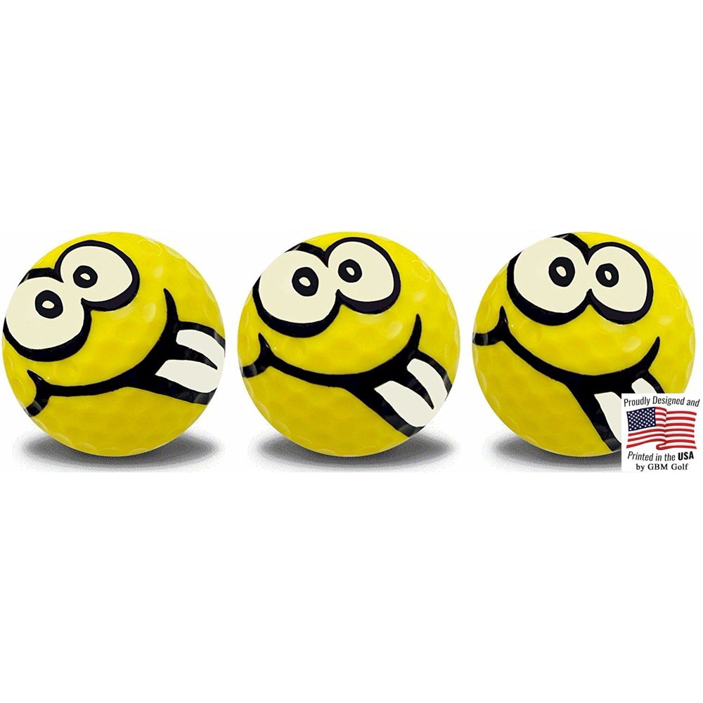Smiley Goofy Golf Balls 3 Pack by GBM Golf