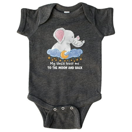 

Inktastic My Uncle Loves me to the Moon and Back Elephant Family Gift Baby Boy or Baby Girl Bodysuit