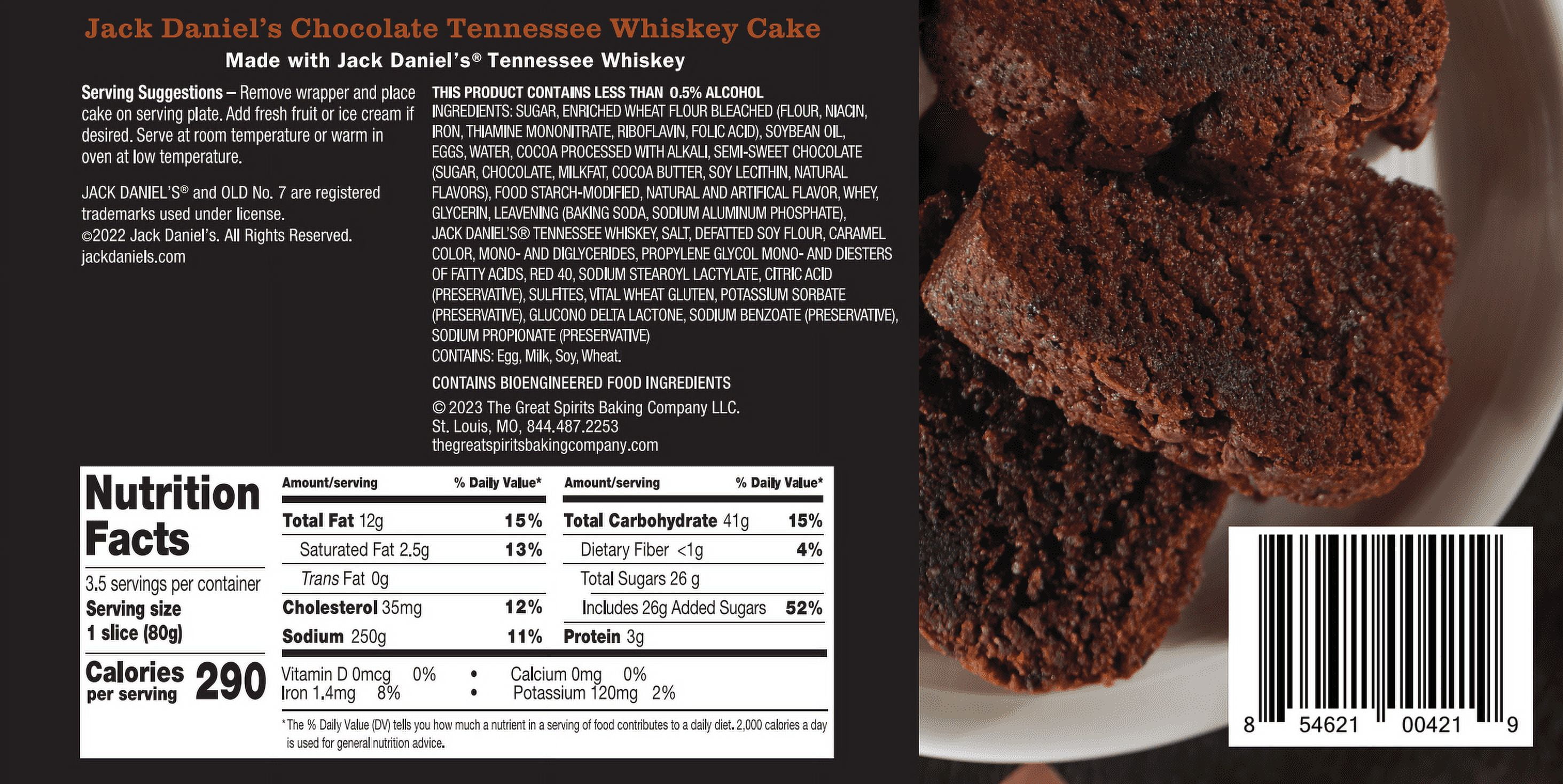 Great Spirits Baking Co. Jack Daniel's Tennessee Whiskey- Chocolate Loaf Cake, 10 oz.