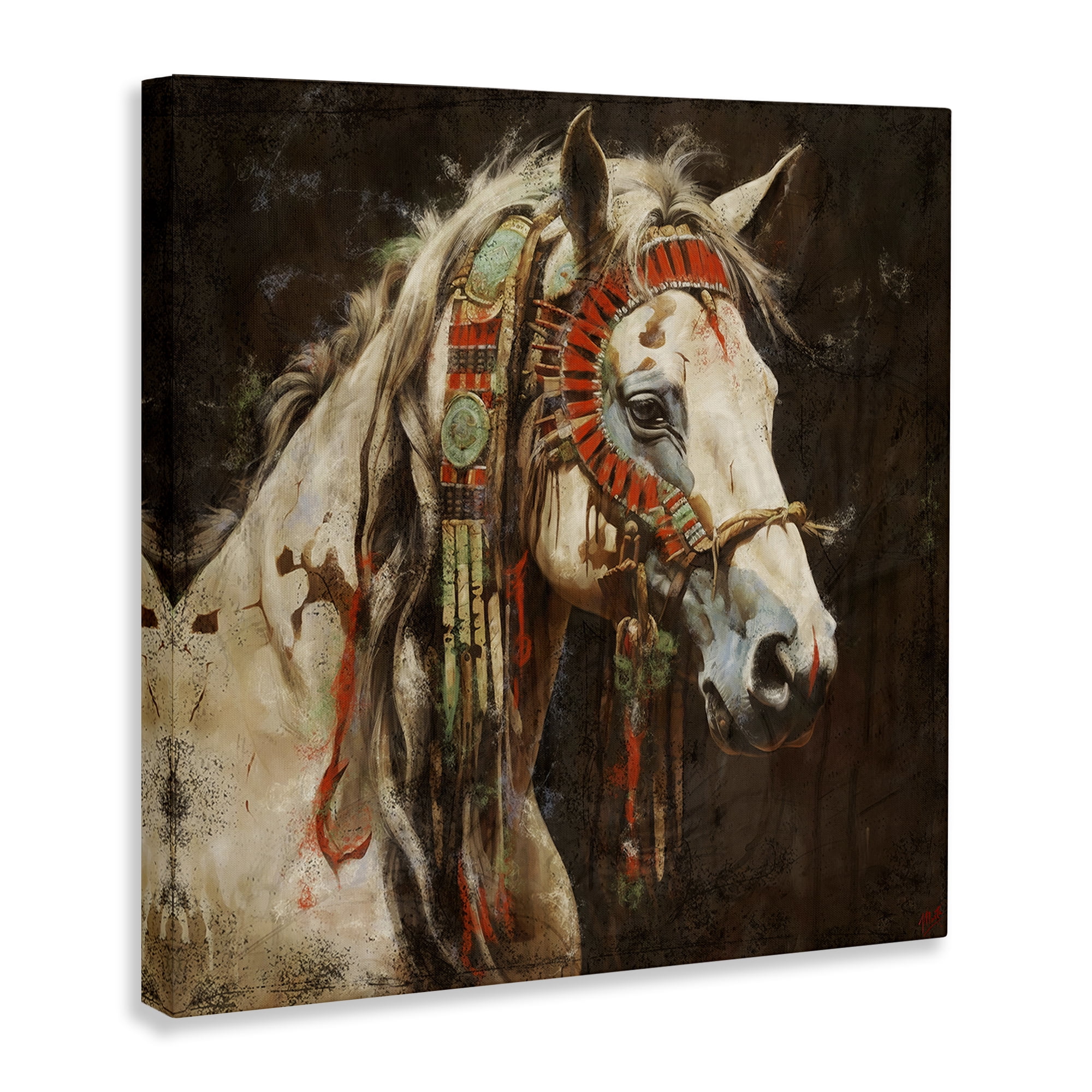 Stupell Industries Strong Traditional Horse Animals Painting Wrapped Canvas Art Print Wall Art, 24 x 24
