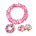thumbnail image 1 of Conjunto de leis hawaianos, corona, collar, diadema, pulseras, decoración, guirnalda de verano Rosa, 1 of 9