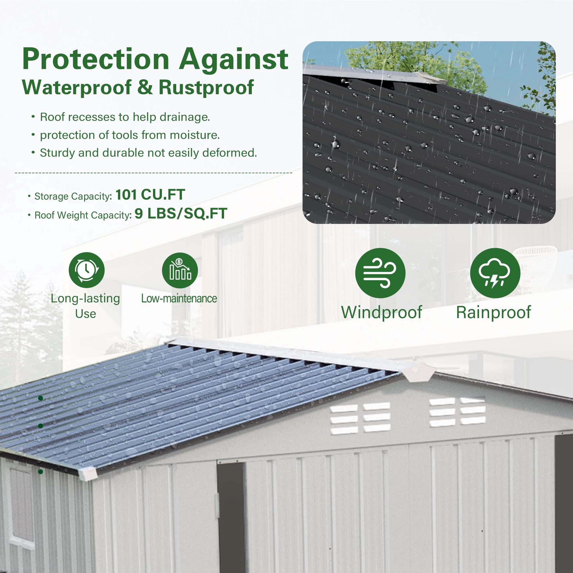 6'X3.6'Outdoor Storage Shed,Metal Outdoor Storage Shed with Clear Window and Lockable Door,Compact Tool Shed for Garden,Backyard,Patio,White+gray