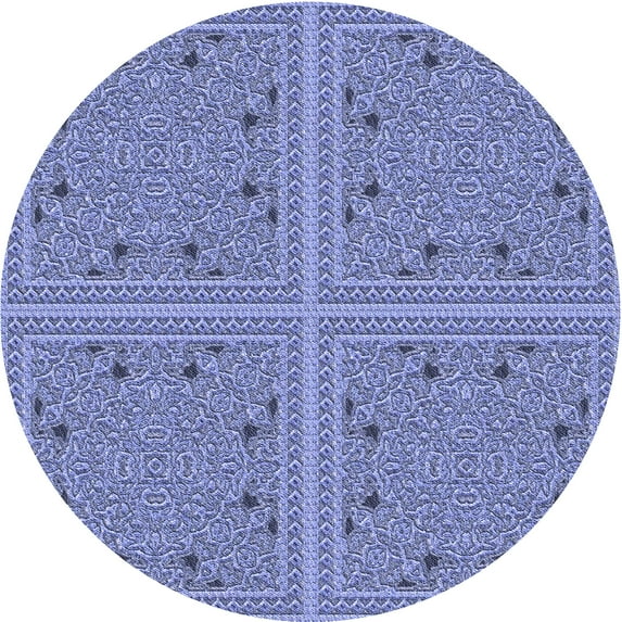 Ahgly Company Machine Washable Indoor Square Transitional Denim Blue Area Rugs, 3' Square