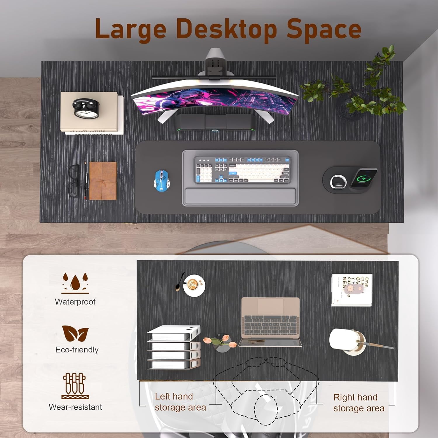 AZN 47 X 24 inch Computer Desk w/Deeper & Thicker Desktop, Office Desk w/Sturdy Metal Frame, Modern Simple Desk w/Large Legroom, Study Gaming Writing Work Desk for Home Office, Bedroom