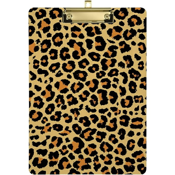 FMSHPON Leopard Clipboard Hardboard Wood Nursing Clip Board and Pull for Standard A4 Letter 13x9 inches