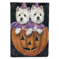 Carolines Treasures PPP3205CHF Westie Halloween Pumpkin Ride Flag Canvas House Size  Large multicolor