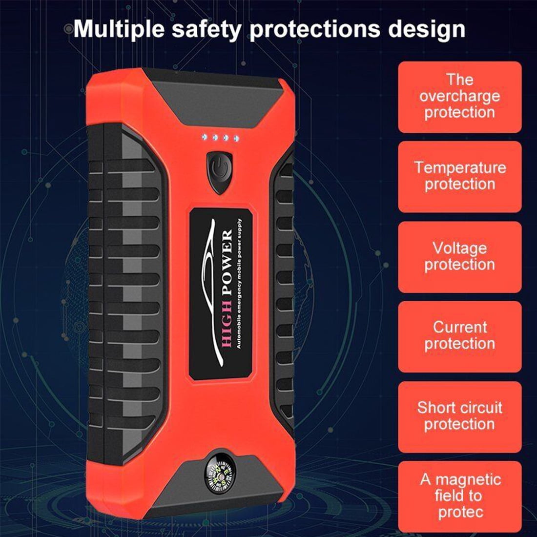 Car Jump Starter,Battery Jump Starter with USB Quick Charge(for All Gas or Diesel Engine) Charger Booster Powerbank Car, Portable Power Bank Charger with Built-in LED Bright Light