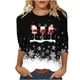 thumbnail image 2 of Fiudx Camisetas para Mujer Camiseta con Estampado Navideño a La Moda para Mujer, Blusa con Mangas 3/4, Tops Informales con Cuello Redondo, 2 of 5