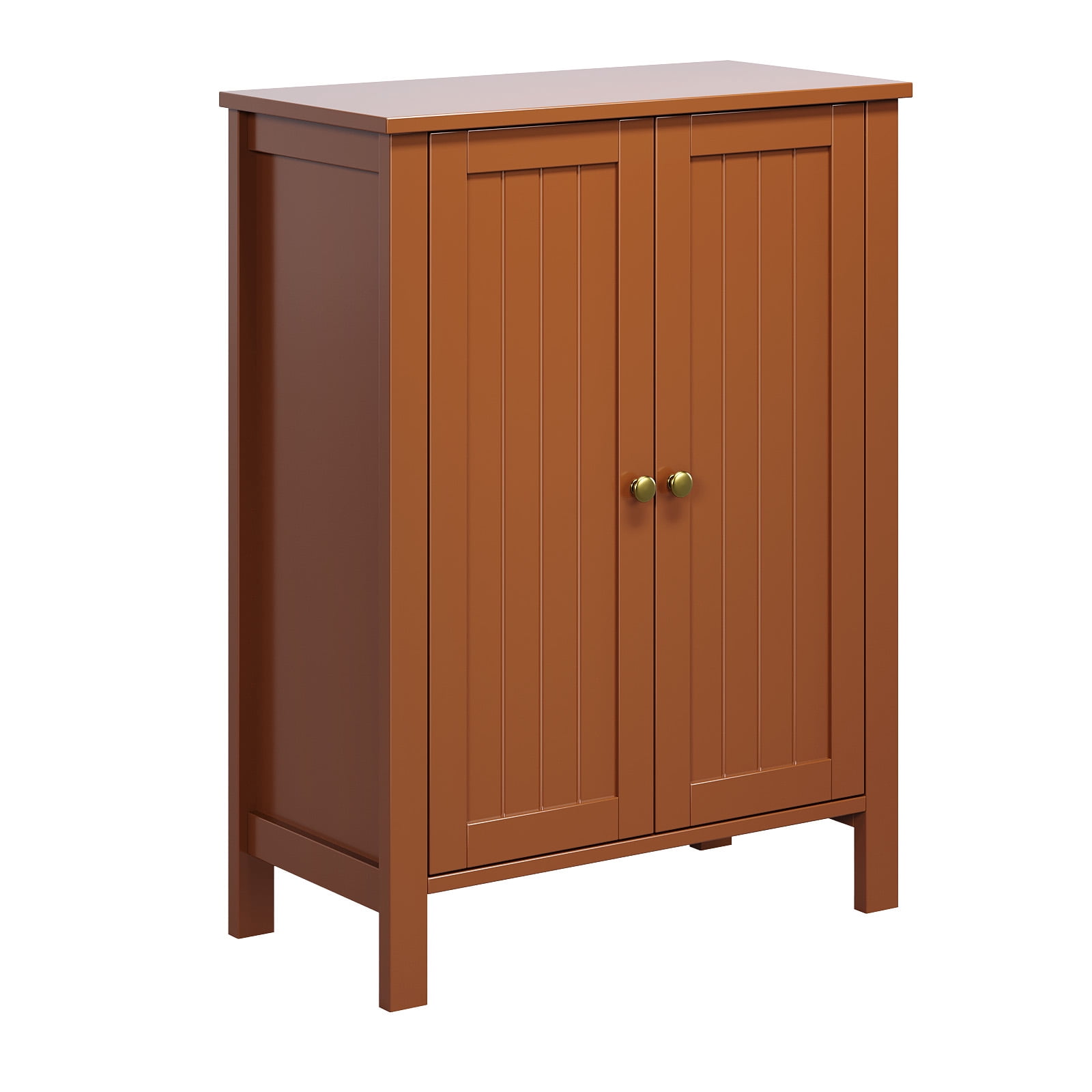 Ktaxon Bathroom Floor Cabinet Storage with 2 Doors and Adjustable Shelves, Brown