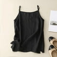 thumbnail image 3 of Lovskoo Womens Cotton Linen Tank Tops Summer Casual Sleeveless V Neck Camisole Loose Spaghetti Strap Cami Shirts Black, 3 of 9