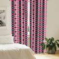 thumbnail image 3 of Ambesonne Pink Grey Window Curtains, Diamonds and Lozenges, Each 28" W x 95" L, Pale Pink Black Grey, 3 of 5