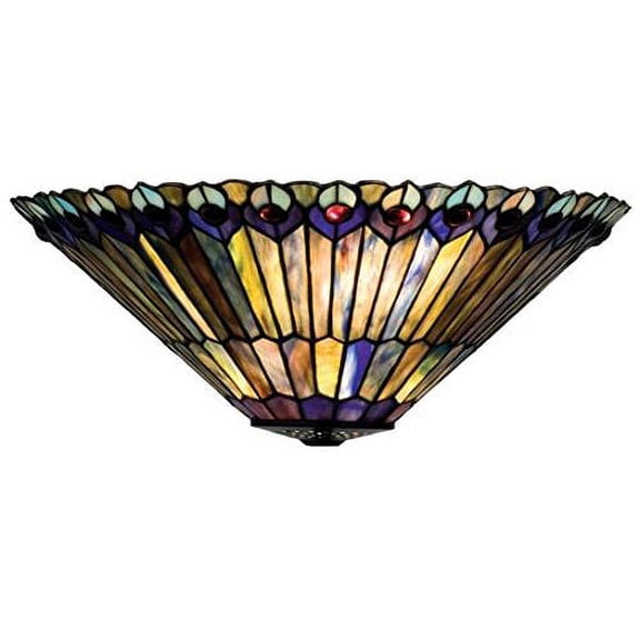 Meyda 17"W Tiffany Jeweled Peacock Wall Sconce
