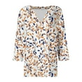 thumbnail image 6 of ICHUANYI Women 3/4 Sleeve Fashion Print Sleeve Blouse Women Plus Size Short Sleeve Tees T-Shirt Casual V Neck Tops, 6 of 7